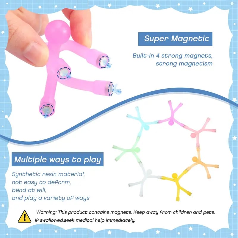 Magnetic Fidget Toys Bright Solid Colors BPA-Free Sensory Building Fridge Kids Toys
