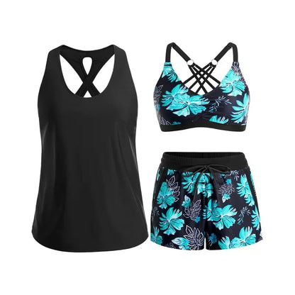 🏖️LAST DAY SALE 49% OFF 🔥Aqua Eve Three Piece Tankini with Shorts🩱