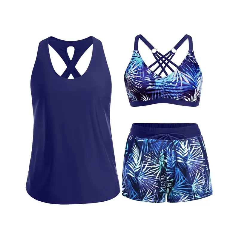 🏖️LAST DAY SALE 49% OFF 🔥Aqua Eve Three Piece Tankini with Shorts🩱