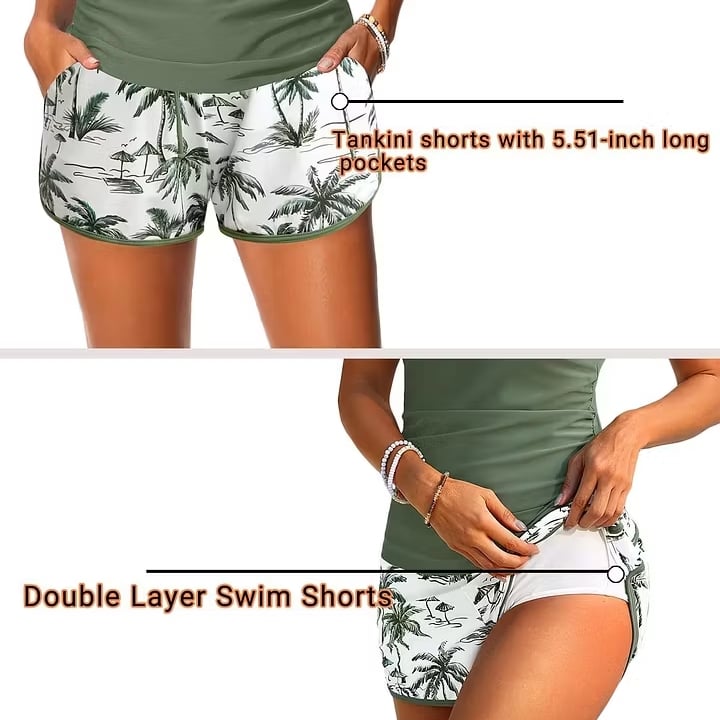 🏖️LAST DAY SALE 49% OFF 🔥Aqua Eve Three Piece Tankini with Shorts🩱