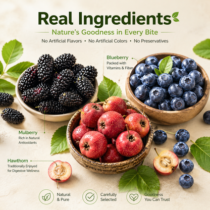 😋Blueberry & Mulberry Filled Hawthorn -🫐Natural Healthy Green Snack.-AUX