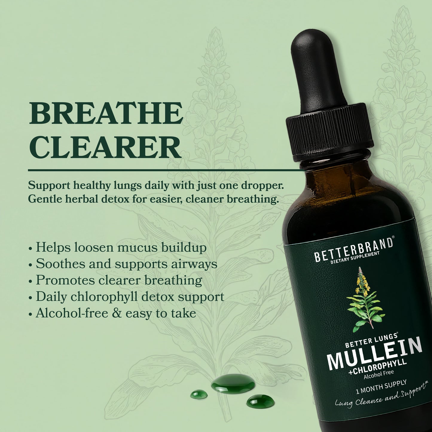 BetterLungs® Mullein + Chlorophyll Lung Drops