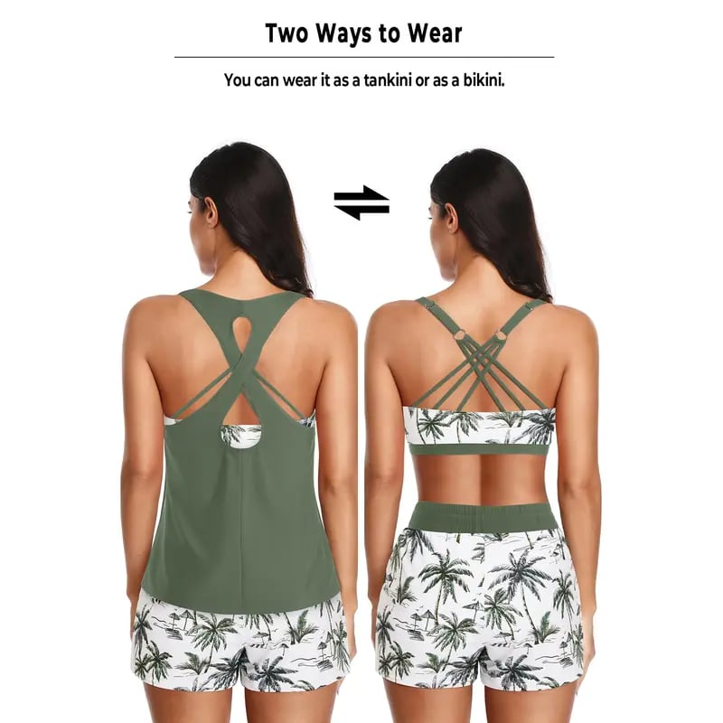 🏖️LAST DAY SALE 49% OFF 🔥Aqua Eve Three Piece Tankini with Shorts🩱