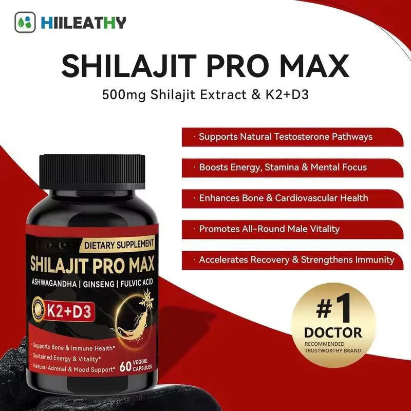 🏆Choice of 80% Tough Guys⏰Optimal*Shilajit PRO MAX with K2 & D3 - Premium Fulvic Acid & 84+ Minerals for Immune Support, Energy & Anti-Aging